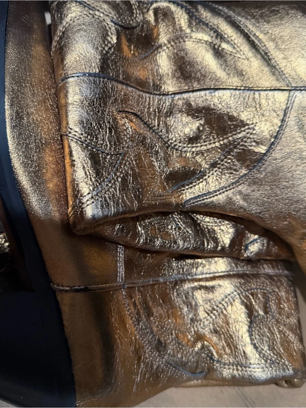Free People Metallic Bronze Western Heeled Boots